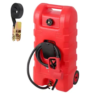 15-Gallon Heavy Duty Portable Gas Caddy - Never Run Out of Fuel! Mobile Fueling Station for Cars ATVs & Boats, Easy-Transfer Tank for Generator & Lawn Mower, Emergency Backup Fuel Storage with Wheels & 10ft Hose, Must-Have for Every Garage