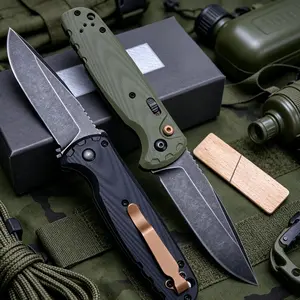 Folding Pocket EDC  with Durable D2 Steel and Lightweight G10 Handle, SmoothOne-Hand Use for Everyday Carry;  Reliable Outdoor Gear for Camping,High-Quality Gift Choice for Men Ergonomic RazorSharp Knife Stone Wash，no Drugs Set Battlewash Multifunctional