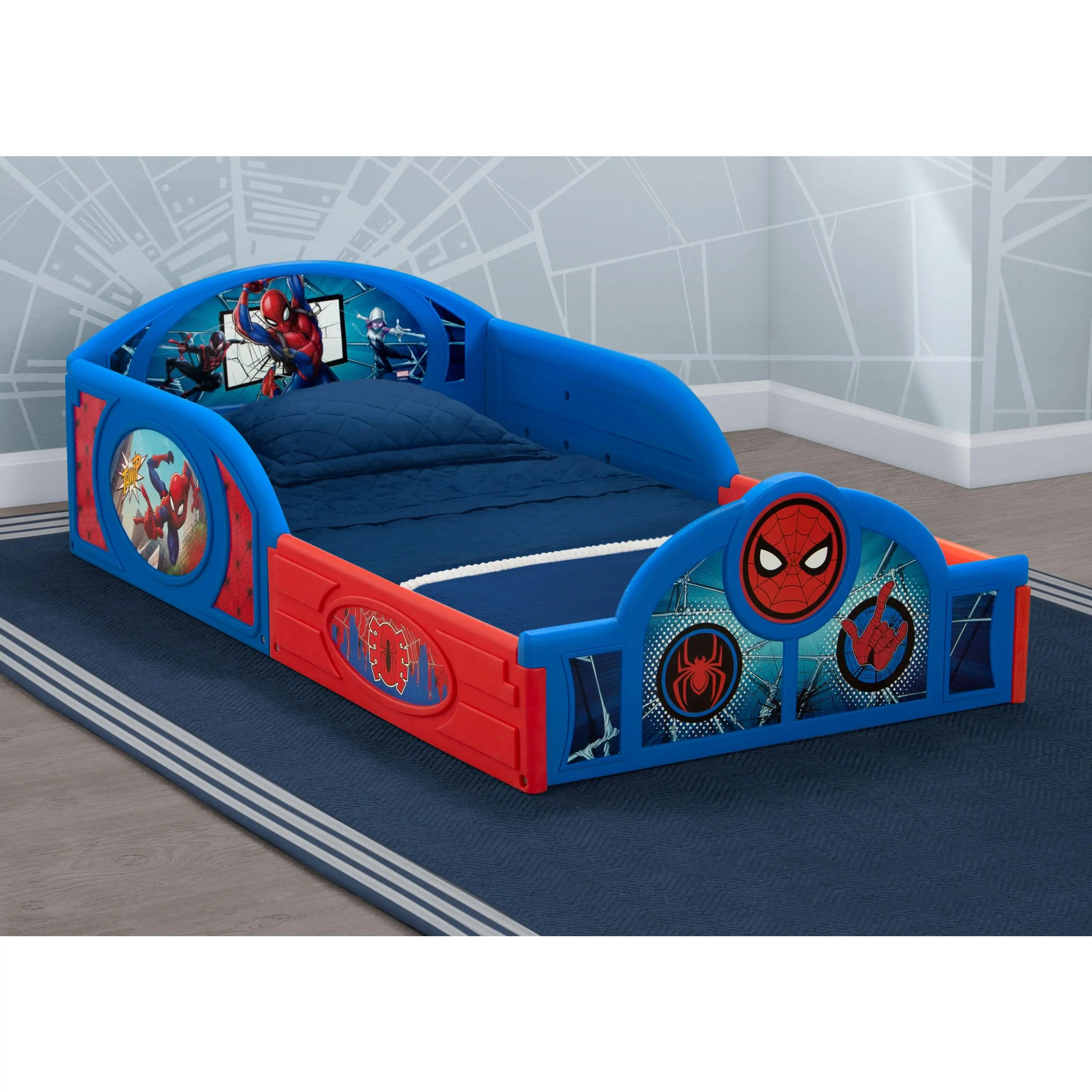 Spider-Man Sleep and Play Toddler Bed with Built-In Guardrails Spider-Man Sleep and Play Toddler Bed with Built-In Guardrails
