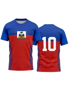 Haiti National Team No.10 Classic Throwback Lightweight Jersey | Red and Blue Reissue Edition - Exclusive fan outfit for football fans, men's retro football style! Essential for personalized dressing, Sports Top