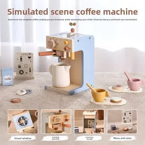 Toy Coffee Maker for babys Woodenbabys Coffee Maker Playset for Toddlers PlayKitchen Accessories Gift for Girls and Boys NewYear Gifts