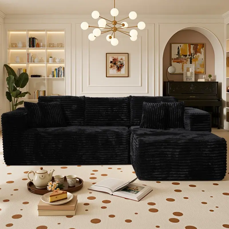 105 Inch Living Room Sofa - No Assembly Required, Deep Seat Sofa with Queen Chair, Free Combination Sofa, Corduroy Fabric, Spacious Design with Large Space, Comfortable Seat Cushion, Modern Style, Soft And Thick Cushion, Classic Style Modular Sofa Set