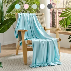 Bedlifes Cooling Bamboo Blend Blanket for Hot Sleepers - Ultra-Soft Cooling Blanket with Double-Sided Cooling Technology, Lightweight & Breathable, Perfect for Bed & Couch (Baby Blue, 50" x 60"/60" x 80")