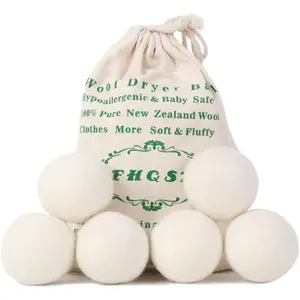 Wool Dryer Balls Organic XL 6-Pack, Reusable Natural Softener, Reduces Wrinkles,Dryer Sheets Alternative