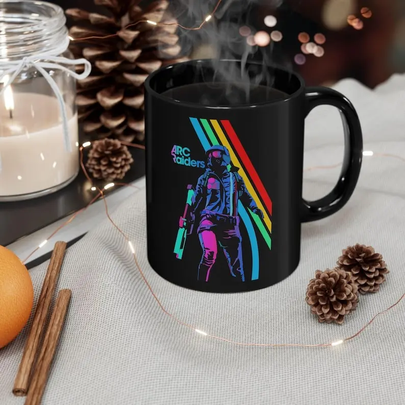 ARC Raiders Gaming mug Sarcastic Funny Retro Arcade Raiders mug Video Game Emote Gamer Gift Distressed Vintage ARC Stripes