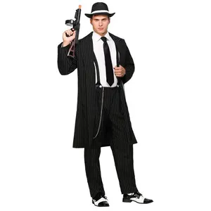 Men's Black Zoot Suit Gangster Costume