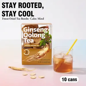 SAIPIN Ginseng Oolong Tea - Herbal Performance Blend Sugar-Free Non-GMO Vegan Daily Drink for Stamina Recovery Endurance Freeze-Dried Capsules 10 Cans