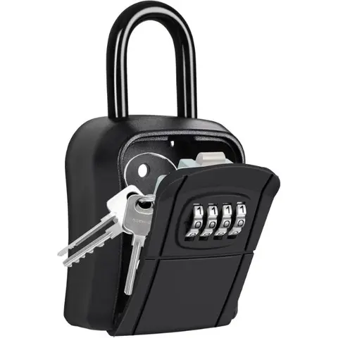 Secure Aluminium Portable Metal Combination Lock Box - Emergency Access Key Holder for Homeowners, Airbnb Hosts, Easy to Install/Use, Supports Family Key Sharing for Indoor/Outdoor Garage Use