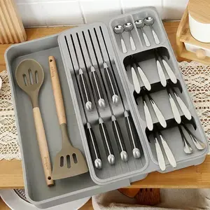Expandable Knife and Fork Storage Organizer for Kitchen Drawer - Space-Saving Cutlery Separator Knife and Fork Storage Box  Cutlery Separate Storage Barrier