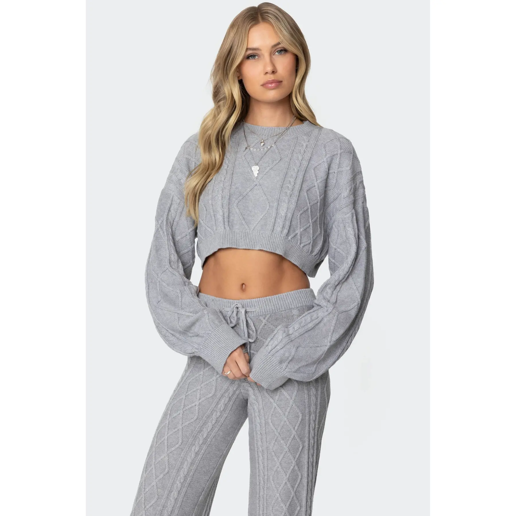 Kasey Cable Knit Cropped Sweater
