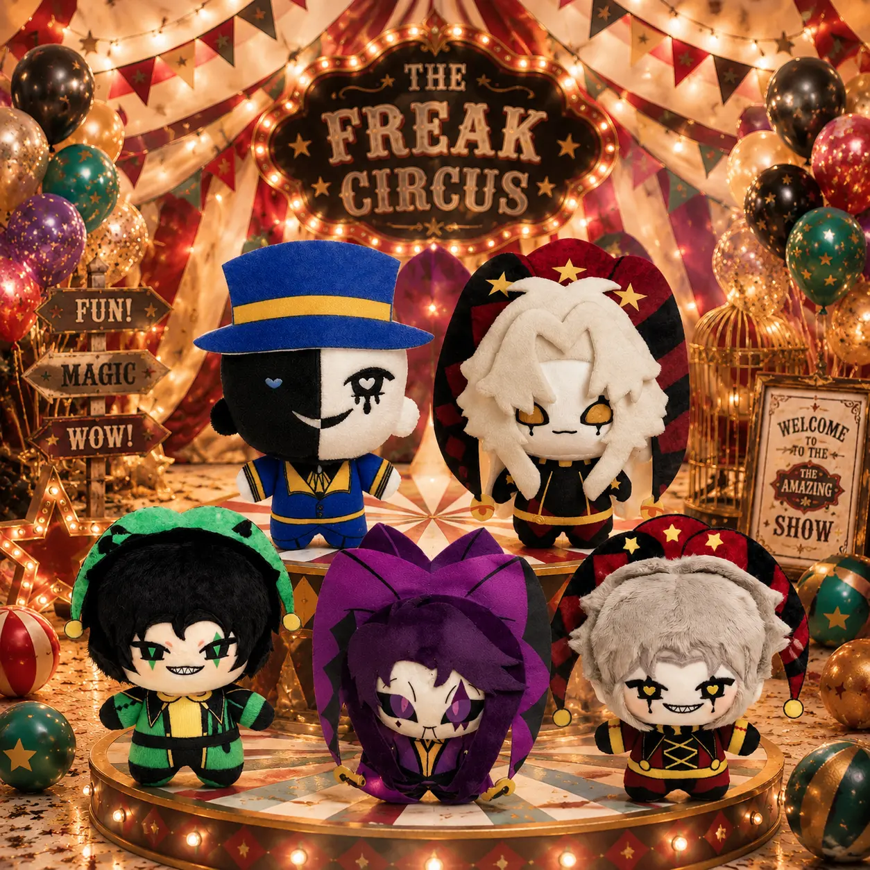 The Freak Circus Plush Pierrot Harlequin Freaks Pierrot Plush Dolls Toys Anime Game Plushie Gifts for Kids Fans Collectibles Soft Stuffed Toys