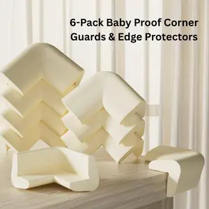6-Pack Baby Proof Corner Guards & Edge Protectors – Soft Foam Furniture Bumpers for Tables, Adhesive Safety Corner Protectors for Sharp Edges, Child Toddler Protection