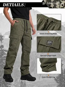 3-pack men’s cargo pants, solid-color work trousers, durable outdoor training pants, available in multiple colors—ideal for outdoor activities, work, hiking, and camping