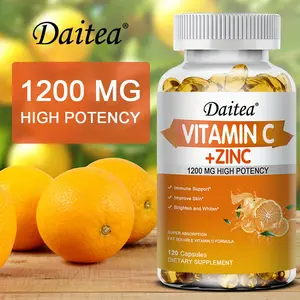 Vitamin C and Zn Supplement - 1200 mg Vitamin C, 20 mg Zn (for immune support) - 120 softgels