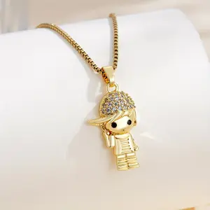 Golden Gold-Plated Little Boy's Personalized Design Necklace - Versatile for Men, Women, Couples, Daily Commuting, Holidays, Parties & More
