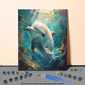Dolphin Pattern Painting By Numbers Kit, 1 Set DIY Paint By Numbers Kit without Frame, Wall Art Decoration for Home Living Room Bedroom