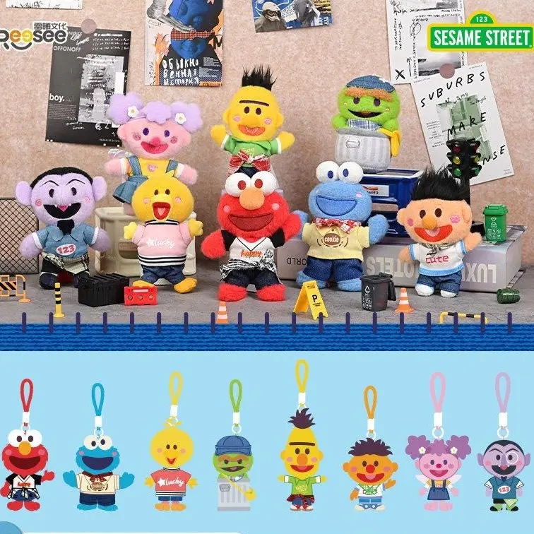 Sesame Street Busy Cowboy Series Pendant Blindbags - Mini Random Pack, Classic Characters in Western Denim Outfits, Cute Fun Collectible Hanging Charm, Bag Decor, Gifts for Cartoon Fans, Back To School