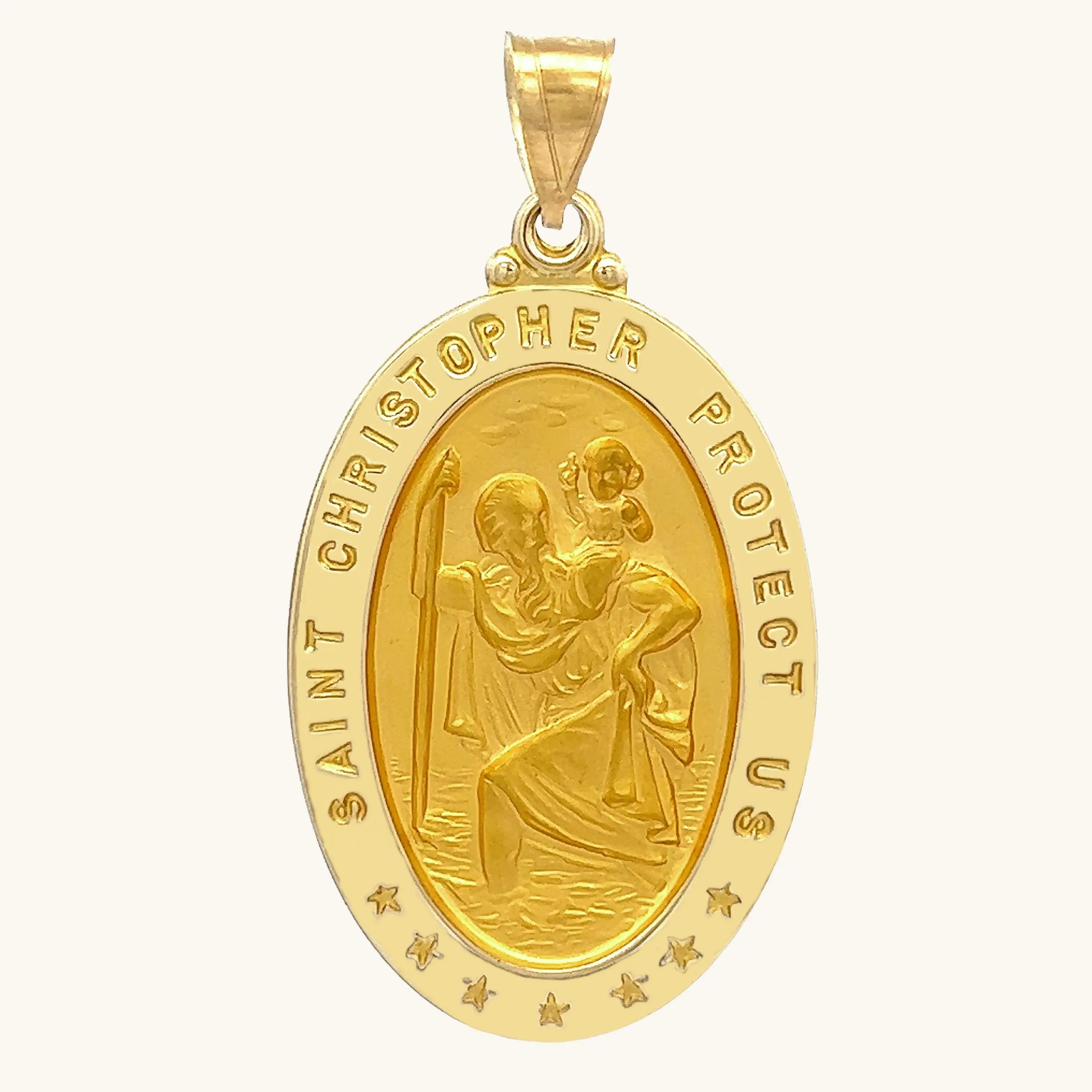 SOLID 14K GOLD SAINT CHRISTOPHER MEDAL | OVAL