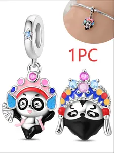 Chinese Opera Panda Dangle Charm, Peking Opera Mask Detail, Traditional Cultural Jewelry for Pandora Bracelet, Unique Gift Idea