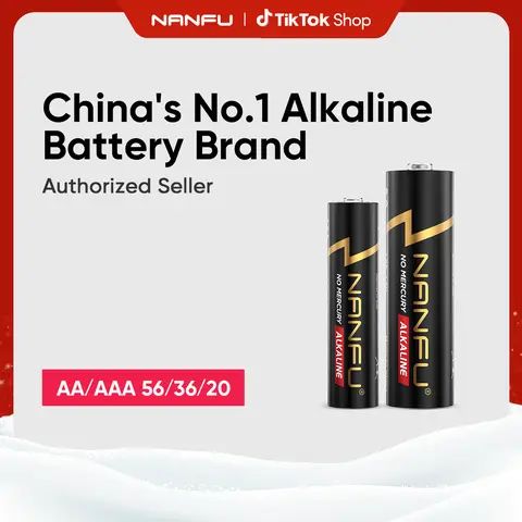NANFU 1.5V Alkaline Primary (Non-Rechargeable) Dry Cell Batteries - AA/AAA Sizes, 56/36/20 Counts, Metal-Plastic Construction, High-Performance for Clocks, Remotes, Household Electronics, Camera Accessories, Aa Size Batteries