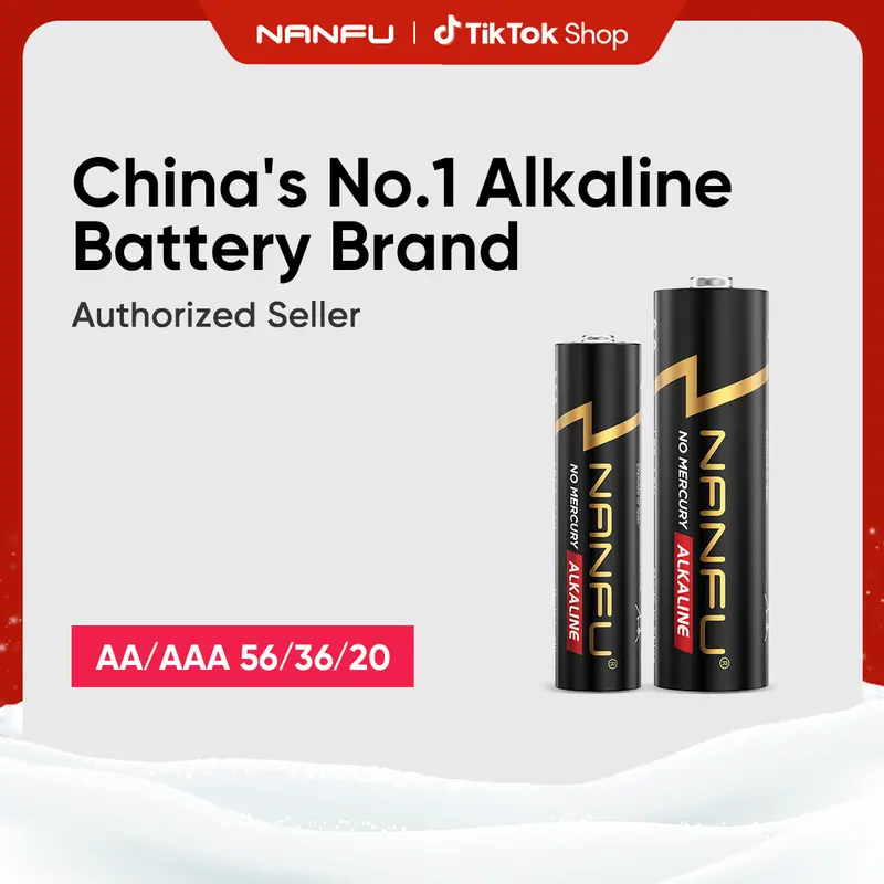 NANFU 1.5V Alkaline Primary (Non-Rechargeable) Dry Cell Batteries - AA/AAA Sizes, 56/36/20 Counts, Metal-Plastic Construction, High-Performance for Clocks, Remotes, Household Electronics, Camera Accessories, Aa Size Batteries