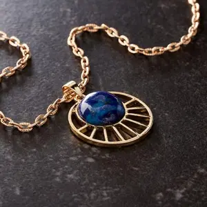 Lapis Lazuli Sun Pendant Necklace