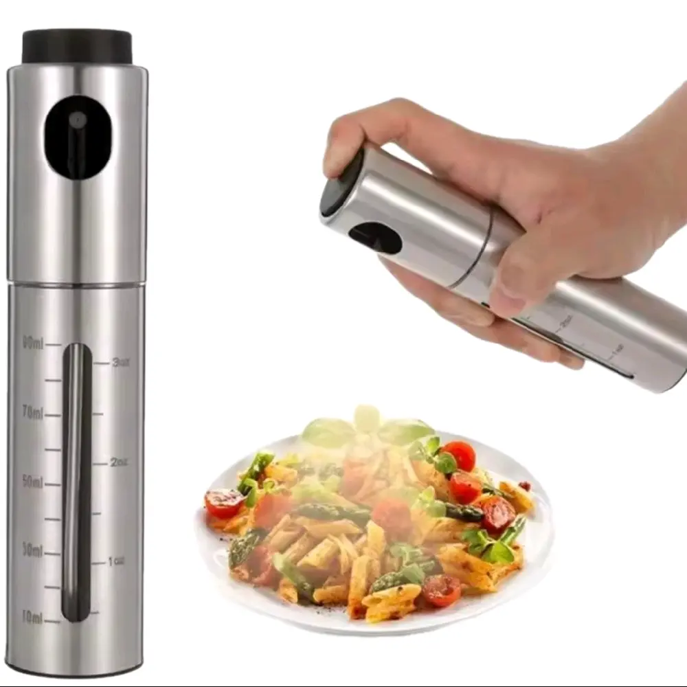 Stainless Steel BBQ Oil Spray Bottle, Multi-Use Kitchen Sprayer for Olive Oil, Vinegar and Seasonings