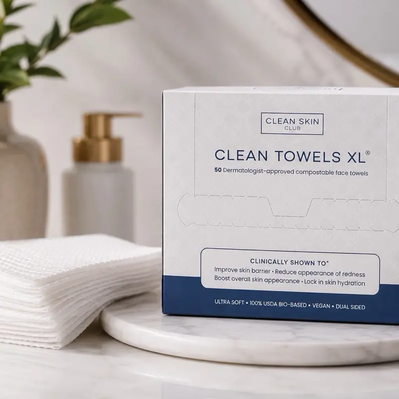 Clean Skin Facial Towel XL, Ultra Soft Disposable 50 Count - Bio-Based Face Towel for Skincare Comfort
