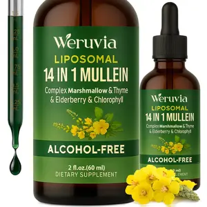 Mullein Drops For Lungs, Liposomal 14 In 1 Mullein Leaf Extract For Lungs, Mullein Drops with Elderberry, Chlorophyll, Thyme - for Lung Cleanse, Detox, Respiratory, Immune Health, 3 Fl 0Z, Mint Flavor