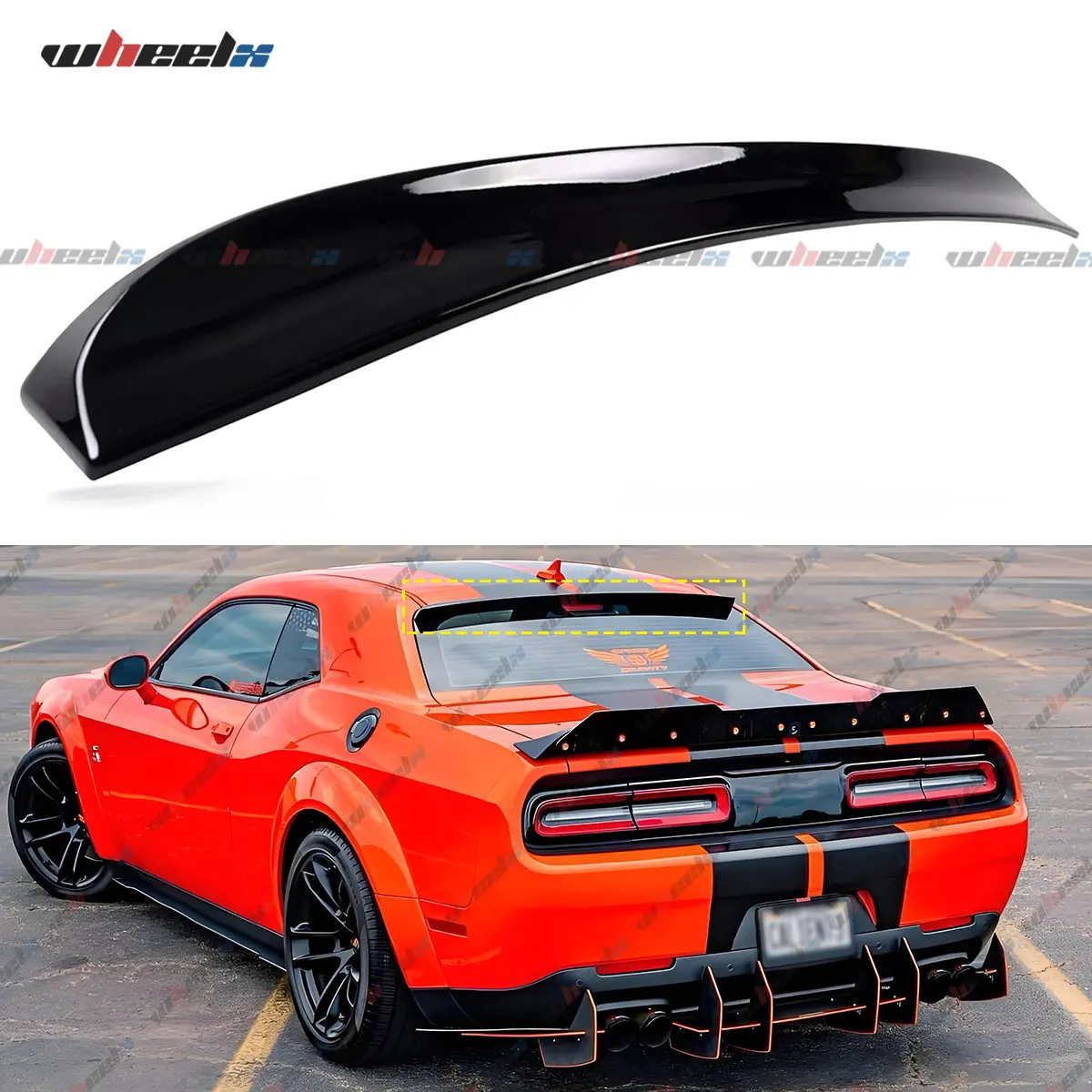 2008-2024 – Dodge Challenger SRT Hellcat All Models – Gloss Black Carbon Fiber Roof Spoiler