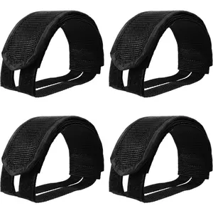2 Pairs Boy/Girl Bicycle Feet Strap Pedal Straps for Fixed Gear Bike Black Adjustable Nylon Durable Double Stick Tape Home Improvement