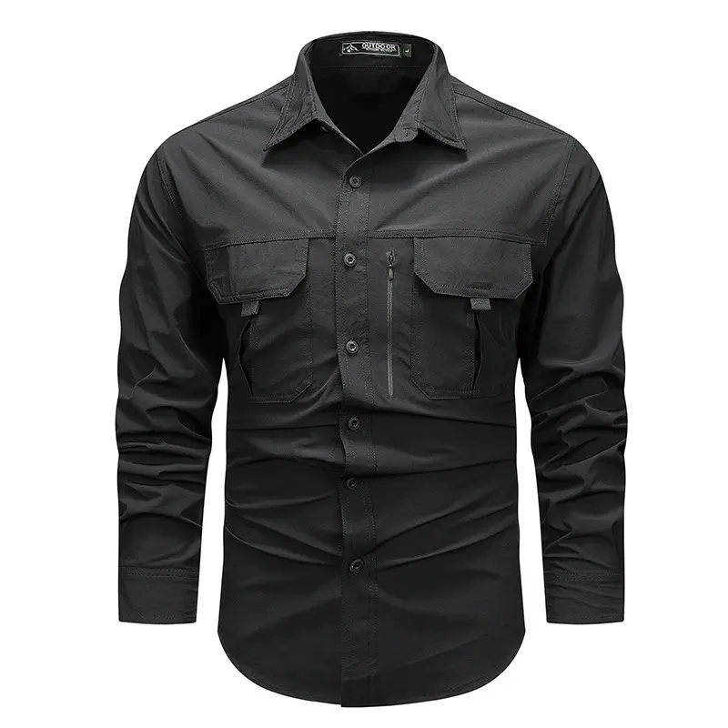 2025Breathable Stretch Nylon 92% Spandex 8% Blend Short Sleeve Shirt - Men'S Summer Casual Cargo, Lapel Collar, Single Breasted, Woven Menswear Tops 2025Breathable Stretch Nylon 92% Spandex 8% Blend Short Sleeve Shirt - Men'S Summer Casual Cargo, Lapel Collar, Single Breasted, Woven Menswear Tops