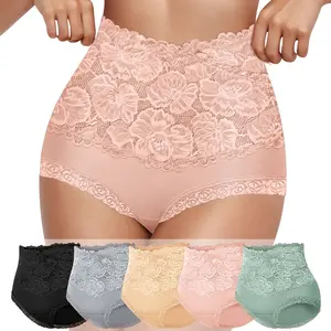 Morelect High Waist Cotton Panties for Women,5/7/10 Pcs Breathable Lace Trim Briefs,Soft Comfy Daily Wear,Elegant All Seasons Women's Underwear.