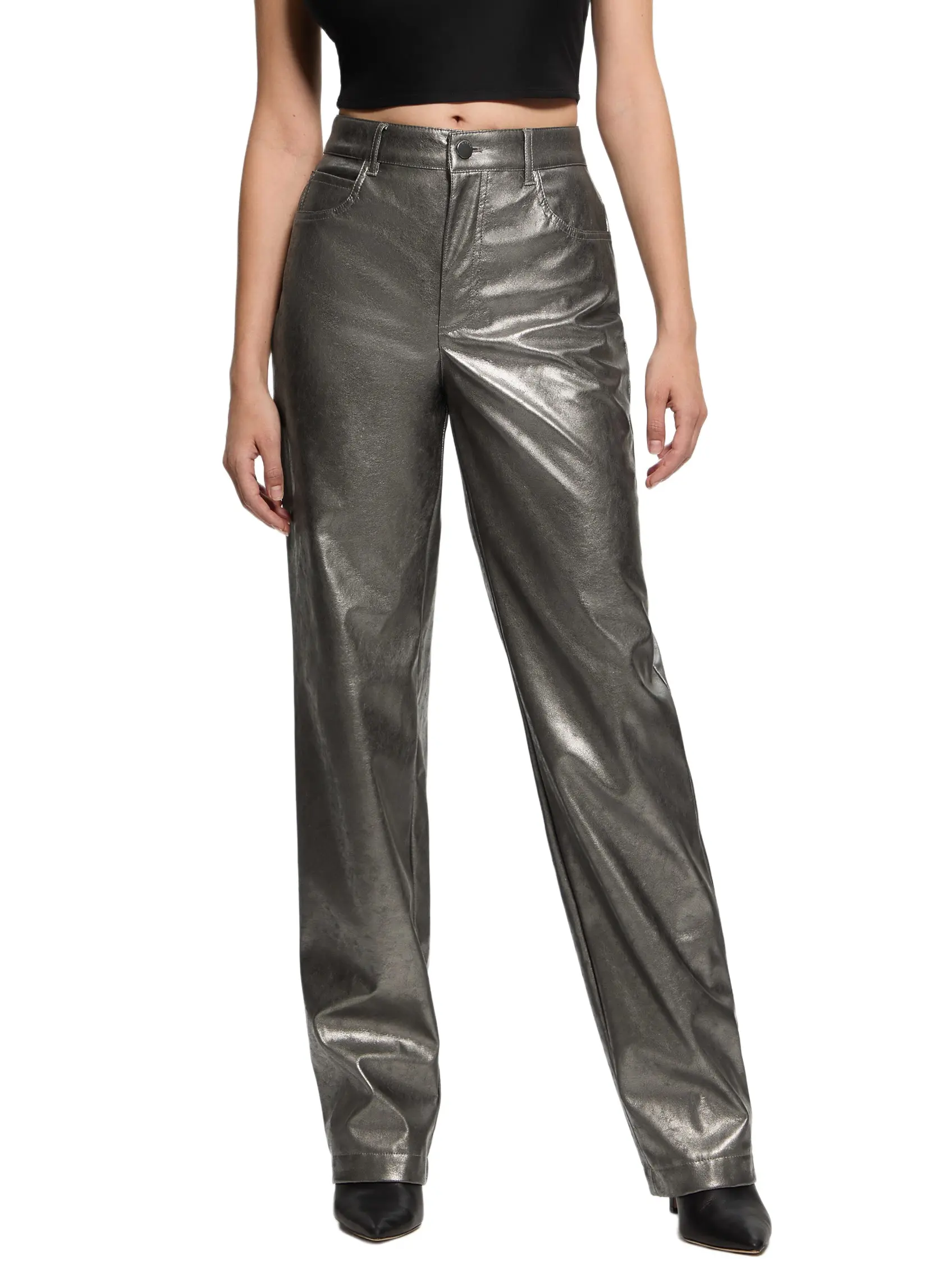 GUESS Female Ambra Metallic Faux-Leather Pants