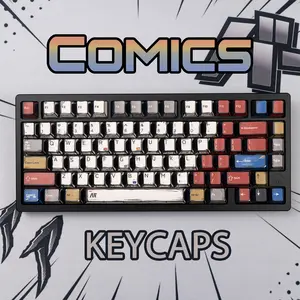 [Keycap Only] FURYCUBE Comics PBT Keycaps Set (141 Keys) - Cherry Profile Double-Shot, Customizable Keycaps for Mechanical Keyboards, Fun for Gaming, Office & Students