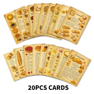 20pcs Vintage Dessert Making Cards, Pastry Recipe Cards with Essential Ingredients & Step-by-Step Instructions, Dessert Making Guide Cards, Gift for Bakers & Baking Enthusiast