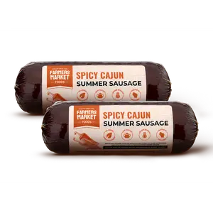 Beef Summer Sausage, 100% Pure Beef Sausage Roll, Ready To Eat, High Protein, Low Carb, Keto, Gluten Free, Charcuterie Meat, Original Beef Flavor, 12oz (Cajun, 2 Pack) Natural Flavor