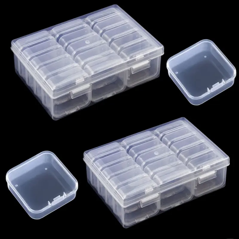 2‑Pack Clear Plastic Bead Storage Organizer Set - 2 Large Outer Box with 30 Detachable Small Compartment Boxes, Transparent Lidded Container for Craft Beads, Jewelry, Nail Rhinestones, Tiny DIY Accessories