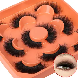 Mink Lashes Fluffy False Eyelashes 3D Full Volume 18mm Thick Fake Lashes Natural Look Like Eyelash Extensions 5 Pairs Lash Makeup Cat Daily Faux