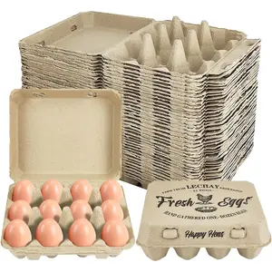 40 Pcs Egg Cartons Cheap Bulk, 3x4 Eggs 12 count Pulp Paper Egg Tray Egg Tray Container for Supermarkets, Kitchen, Vegetable Markets