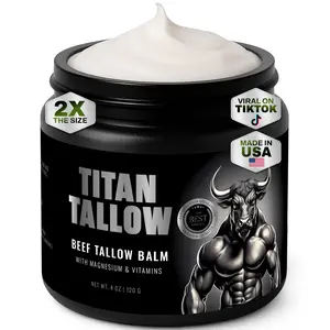 Titan Tallow Magnesium Balm – Grass-Fed Beef Tallow Moisturizer for Sleep, Pain Relief, Leg Cramps, & Muscle Relaxation – 4 oz All-in-One Balm