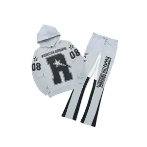 Skender Heather Grey/Black Hoodie/Stacked Flare Track Set