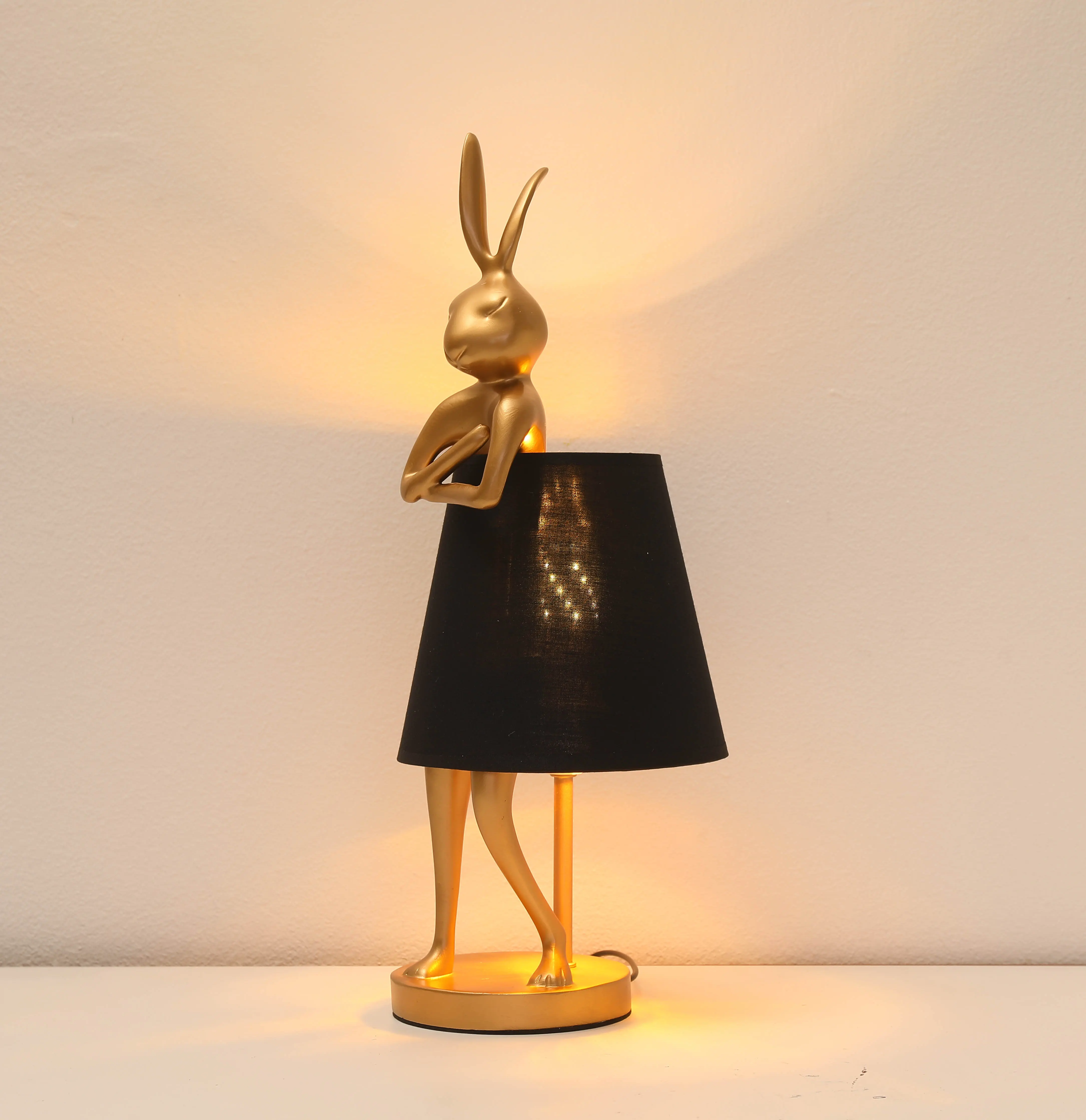LED Bunny Table Lamp Christmas Decorations Christmas Light Christmas Gift Resin Animal Rabbit Desk Light with Linen Shade, 15.7 Inch Decorative Lamp for Bedroom, Office, Kids Room