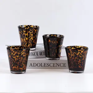 New Brown Amber Tortoiseshell-Colored Round Glass Cup Translucent Water Glass Heavyweight Heat-Resistant Tea Cup Whiskey Glass