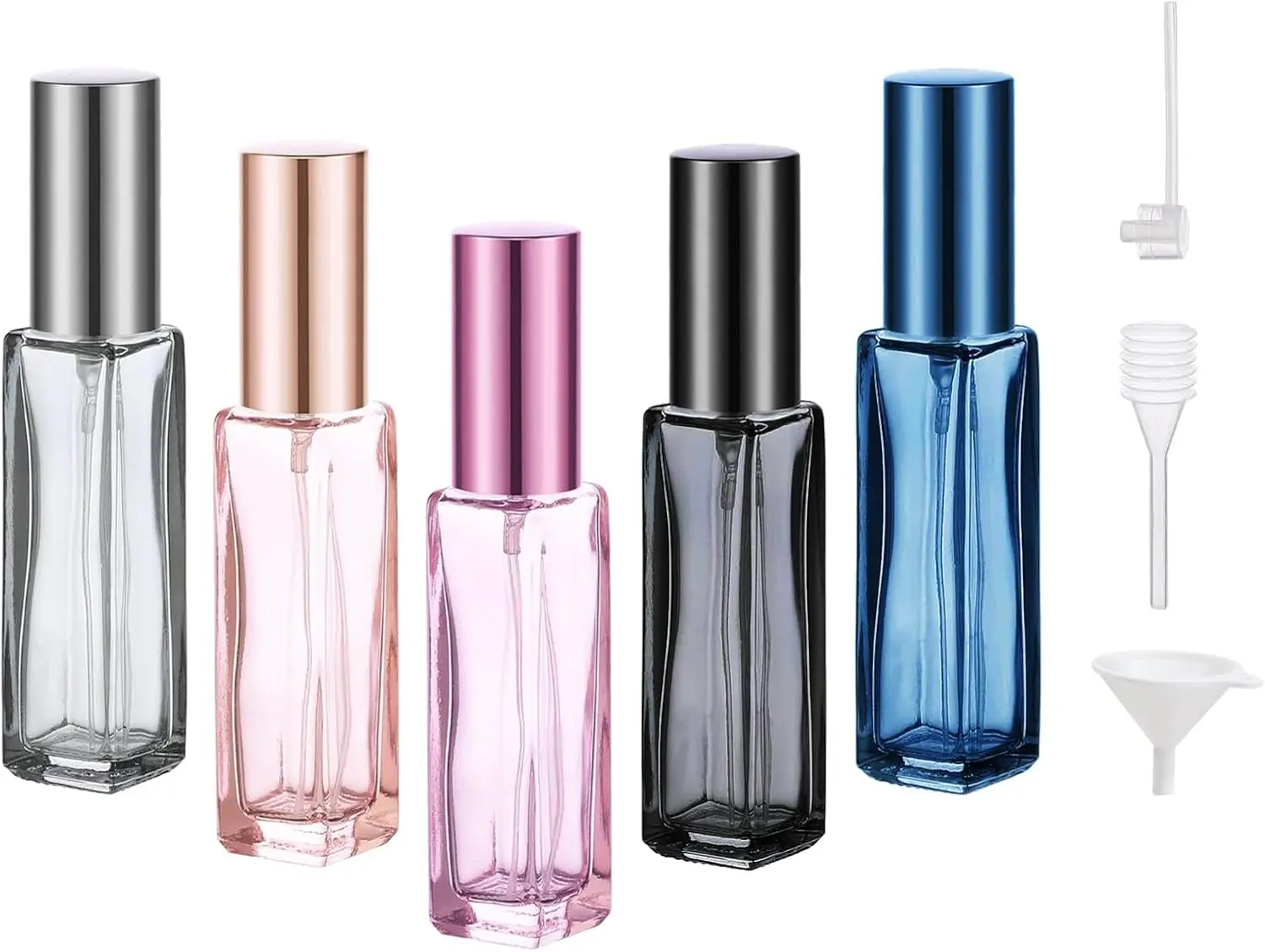 5 count Portable Perfume Travel Refillable, 10ml Glass Perfume Bottles Empty, Leakproof for Cologne Bottle Refillable, Perfume Atomizer Travel With Perfume Decanter Kit