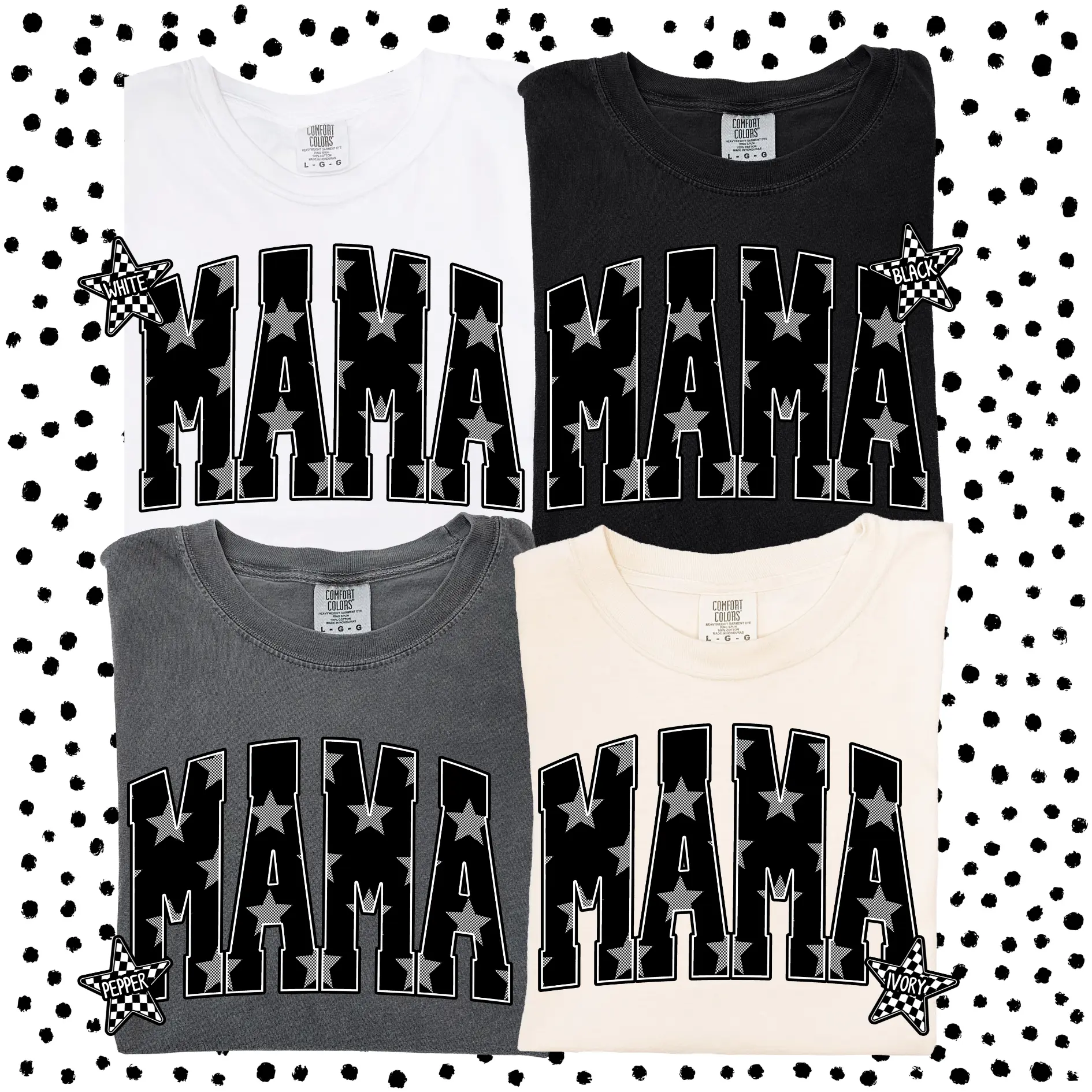 Mama checkered star comfort colors graphic tee