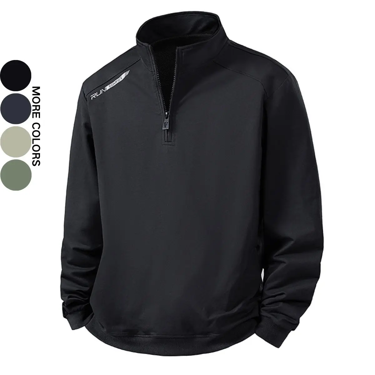 Men's Half-Zip Stand Collar Casual Athletic Jacket - Quick-Dry, Breathable Zippered Sports Jacket for Spring, Autumn Running & Half Zip Sportswear