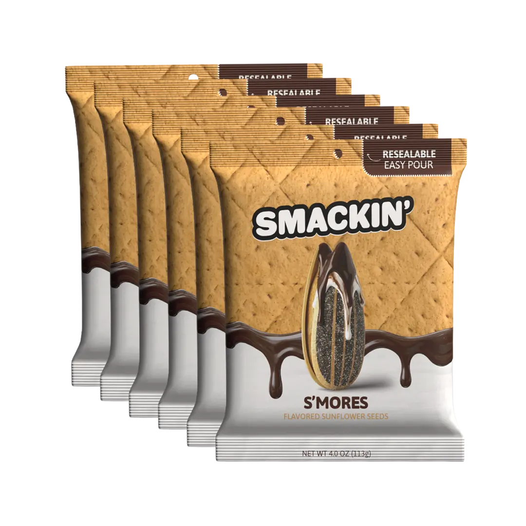 SMACKIN' Sunflower Seeds S'MORES - 6 Resealable 4 OZ. Bags