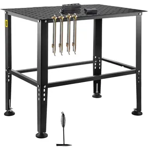 VEVOR Welding Table 36" x 24", 800LBS Capacity Welding Workbench Table, Heavy-Duty Work Bench with 0.63" Fixture Holes and Non-slip Foot Pads for Welding Assembly Repair Works