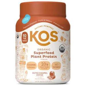 KOS Organic Plant Protein, Salted Caramel Coffee, 15 servings KOS Organic Plant Protein, Salted Caramel Coffee, 15 servings